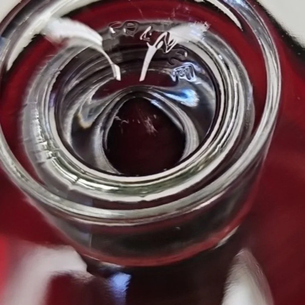 Vintage‎ Red Ruby Champagne Clear Ball Stem Glass Pair 